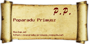 Poparadu Primusz névjegykártya